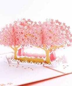 Carte de vœux arbre rose