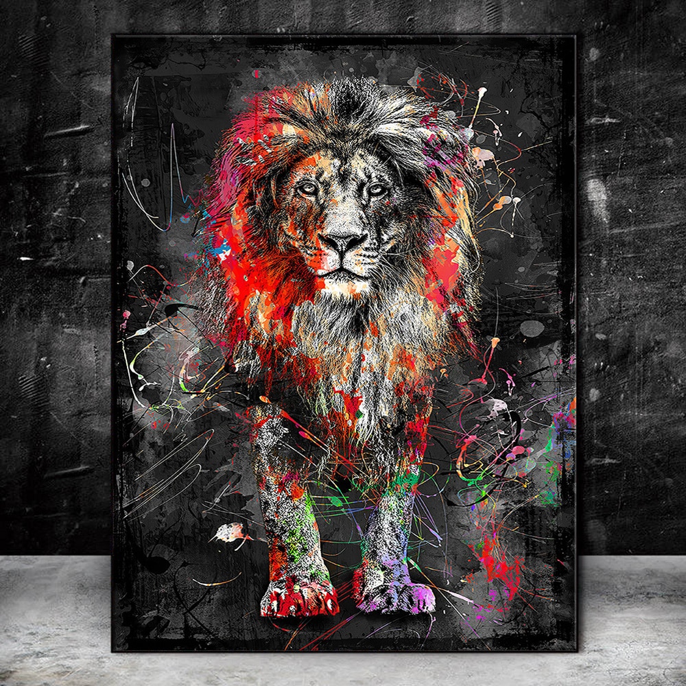 Tableau Lion  Toile imprimée Lion art moderne 