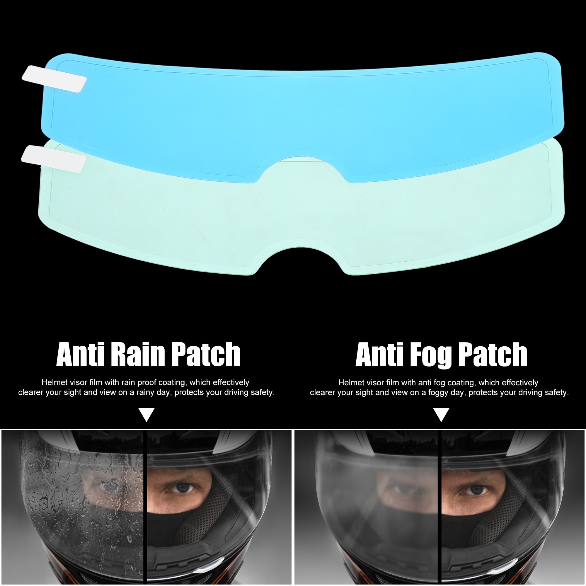 Anti buée casque moto  Patch anti pluie 